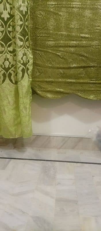 Green blind type curtain with net curtain 3