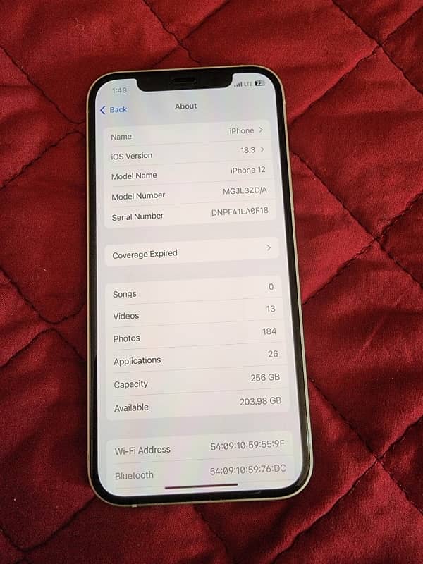 Iphone 12 256gb  pta Amprove betry 100 not opned only back break 2