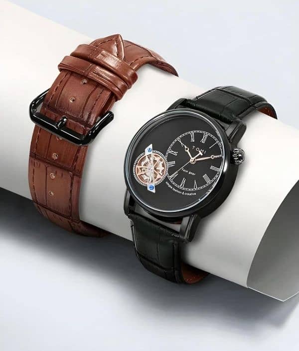 Men,s Black & Brown Quartz Analogue Watch -3 Pc 2