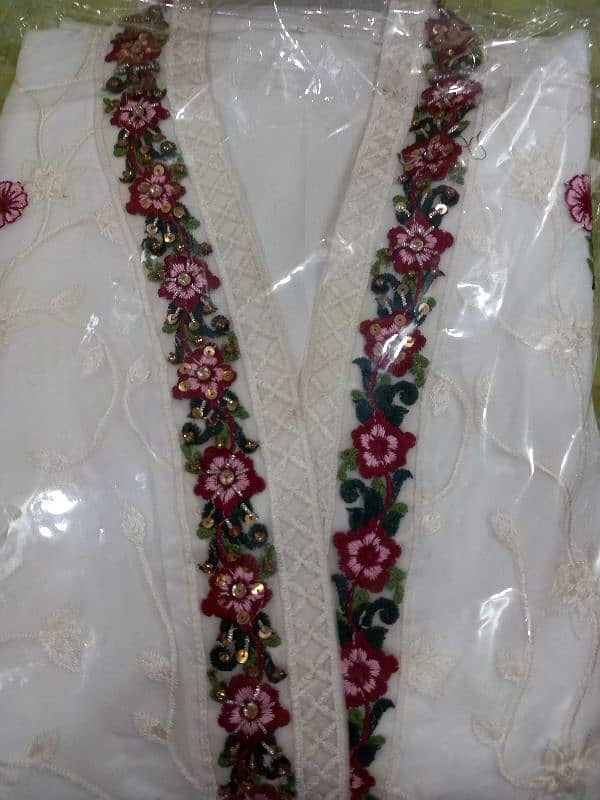 Stiched Organza embroidered hand work suit. 8