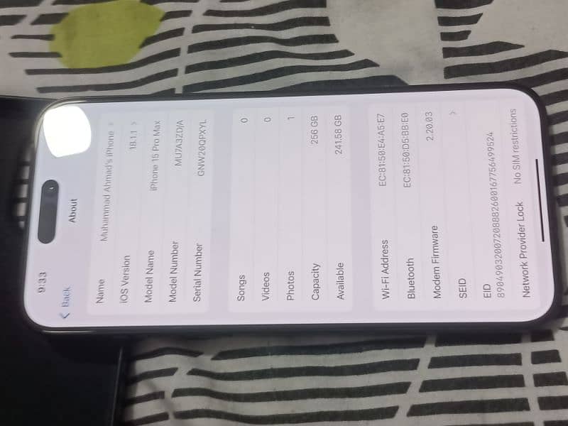 Iphone 15 Pro Max PTA Approved 256GB Titanium 6