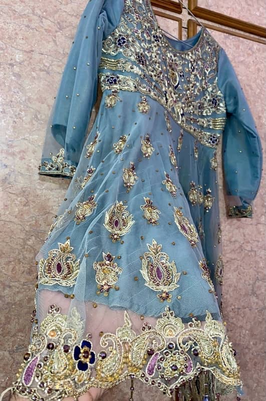 Bridal Net Banarsi short Frock with Ghrara & Net Dupatta,Wedding Dress 1