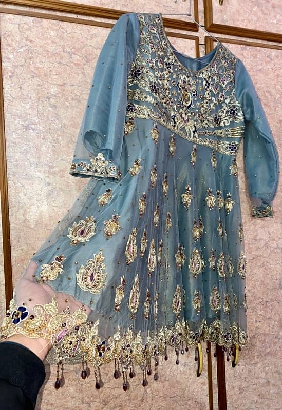 Bridal Net Banarsi short Frock with Ghrara & Net Dupatta,Wedding Dress 2