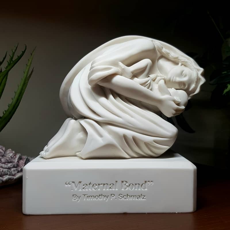 Marble handcrafted solid piece woman with child 6kg weight 0