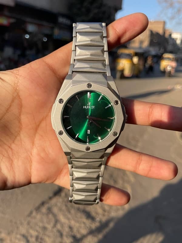 Hublot Inspired Luxury Watch - Green Dial with Unique Design 0