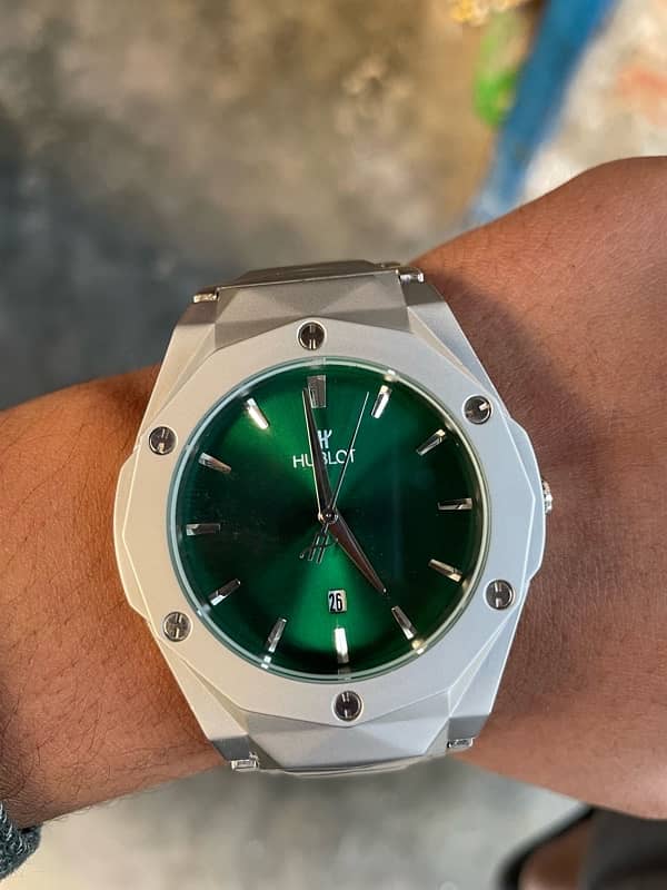 Hublot Inspired Luxury Watch - Green Dial with Unique Design 1