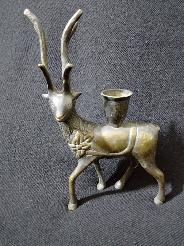 antique deer candle holder 0