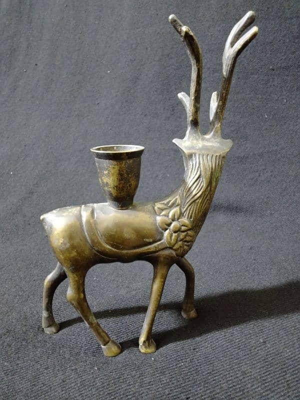 antique deer candle holder 1