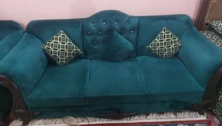 Green velvet 5 seater sofa set only 8 months used