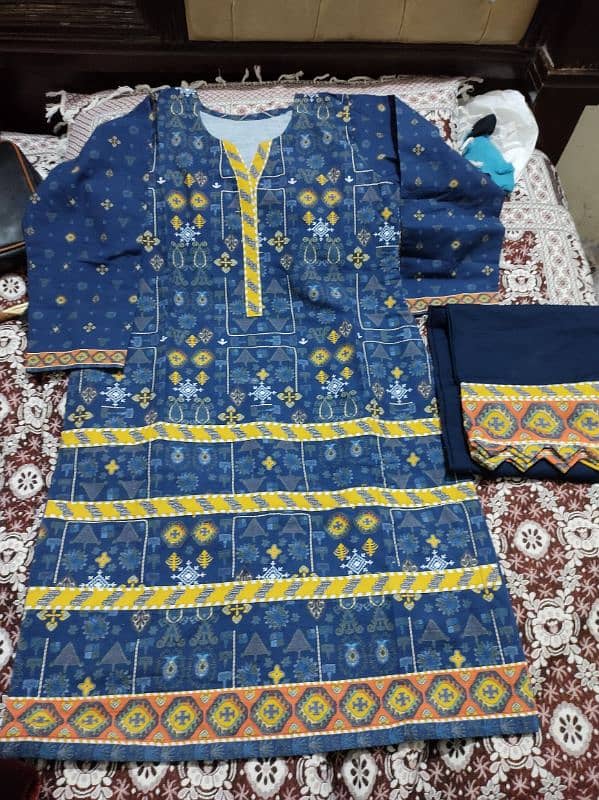 2pc Stitched Dress Khaddar for girls 0