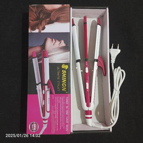 Shinon (KM-3304) 3 in 1 Hair Straightener, Crimper & Curler (Imported) 1