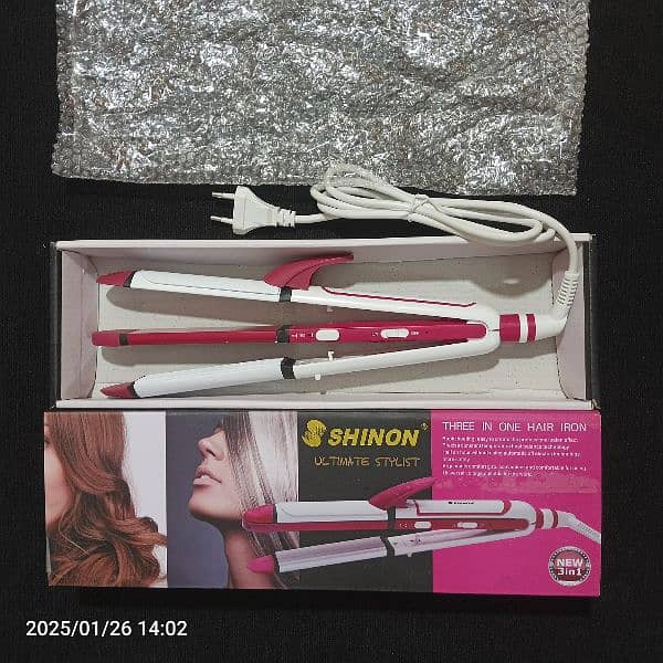 Shinon (KM-3304) 3 in 1 Hair Straightener, Crimper & Curler (Imported) 2