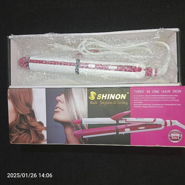 Shinon (KM-3304) 3 in 1 Hair Straightener, Crimper & Curler (Imported) 7