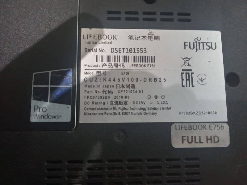 Fujitsu e756, i5 6th, 4gb, 500gb sshd 3