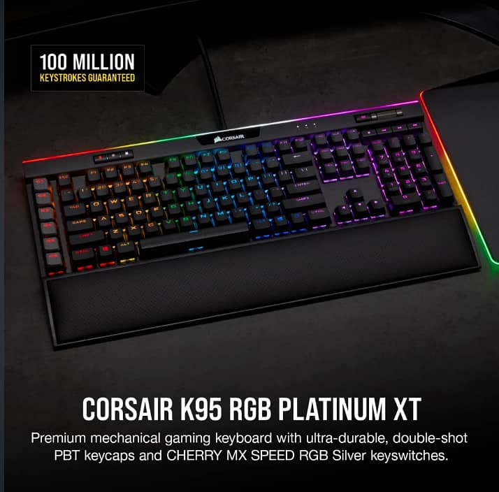 CORSAIR K95PRO full RGB 100% Mechanical With white custom keycaps 4