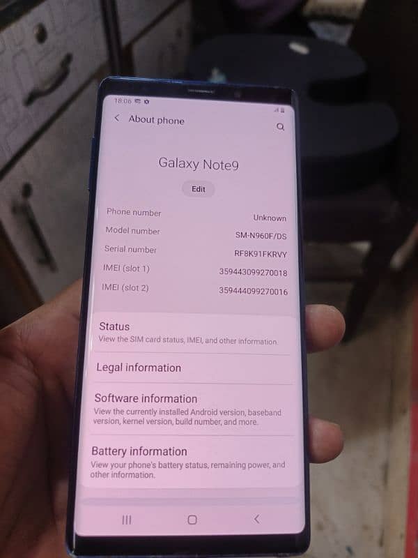 Samsung note 9. PTA 2