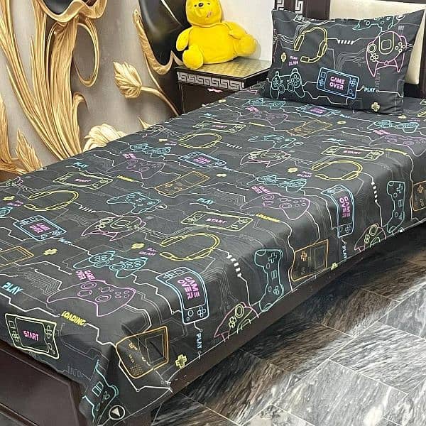 4 pcs cotton Bed printed. single bed sheet 1