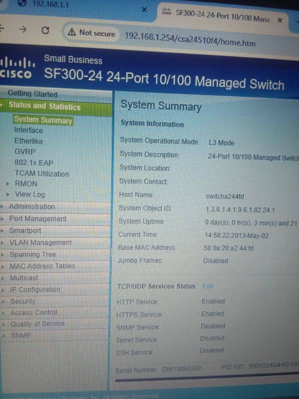 Cisco 24 Port Switch sf300 4