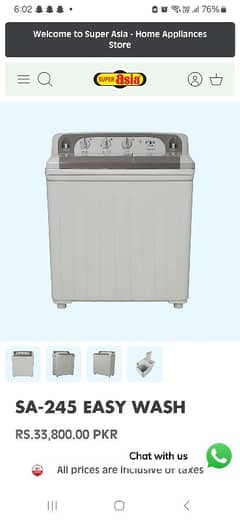 SA-245 twin tub washing machine