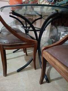 dining table with seesham lakri chairs