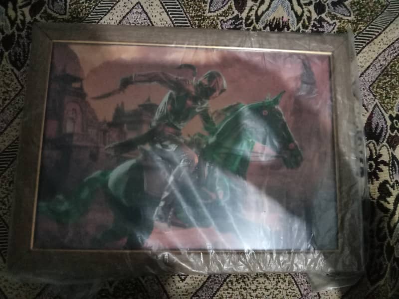 Wall hanging framed art of Assassin riding a horse ing a hoe 2