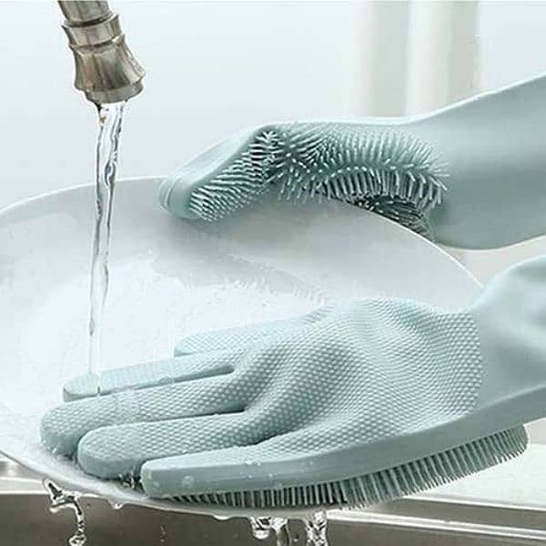 Magic Silicone Dishwashing Gloves- Reusable Scrubber Gloves 2