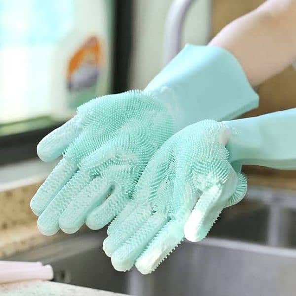 Magic Silicone Dishwashing Gloves- Reusable Scrubber Gloves 3