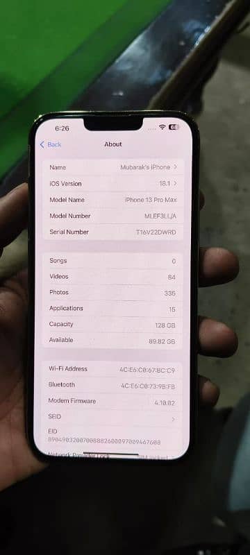 iPhone 13 pro max non pta JV 128 GB 6