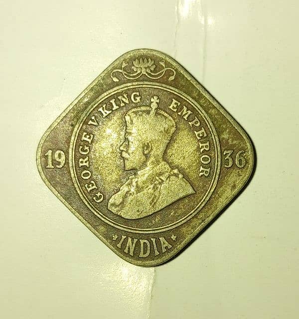 1936 2 Annas India Coin (George V) 1