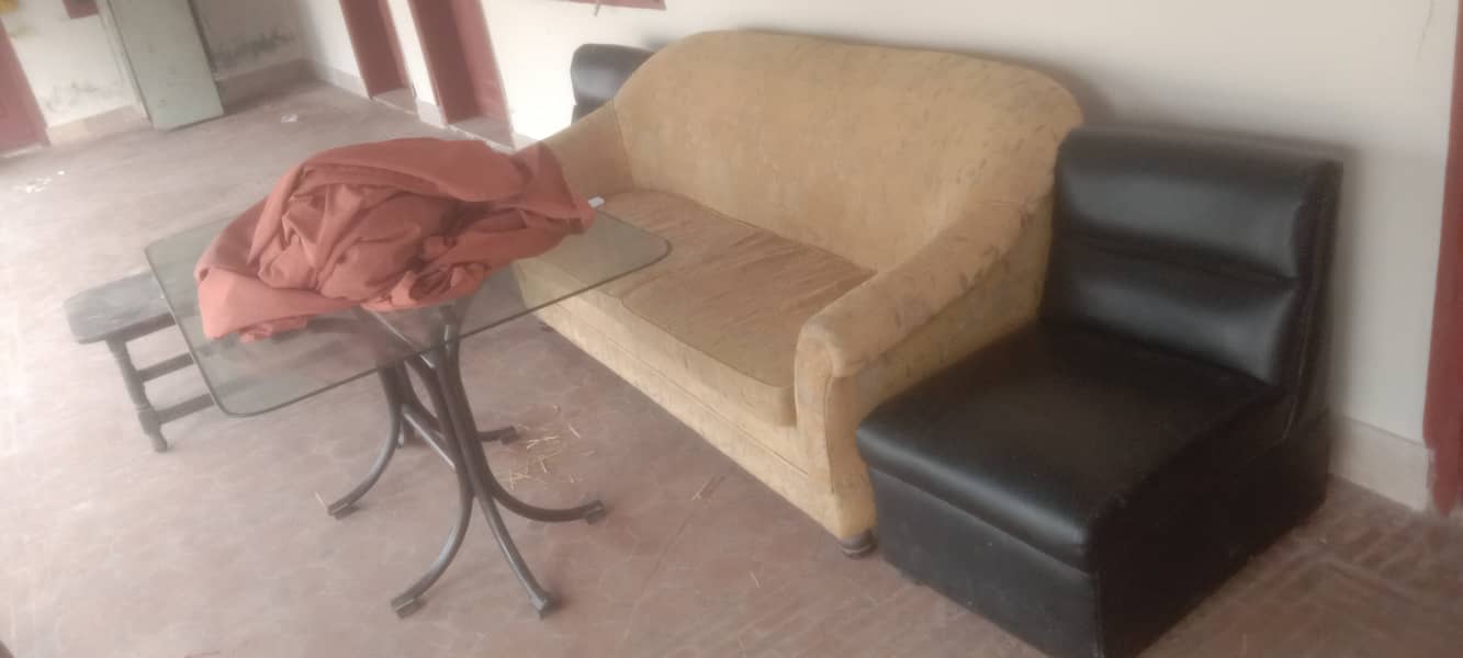 1/2/3 seater sofa, 2 office chair, one dining table, 1 wooden table 1