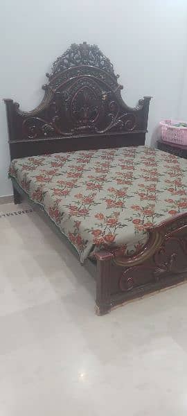 Wooden Bed with side tables 0