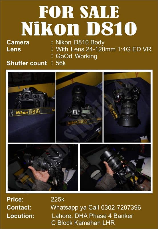 Nikon D810 camera with lens 24-120 0