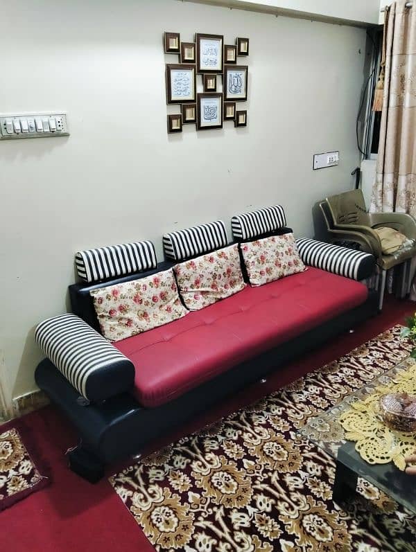 5. . setar sofa with table black and red net & clean just like brand new 1