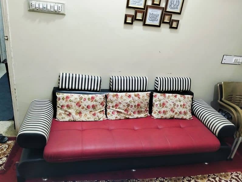 5. . setar sofa with table black and red net & clean just like brand new 3