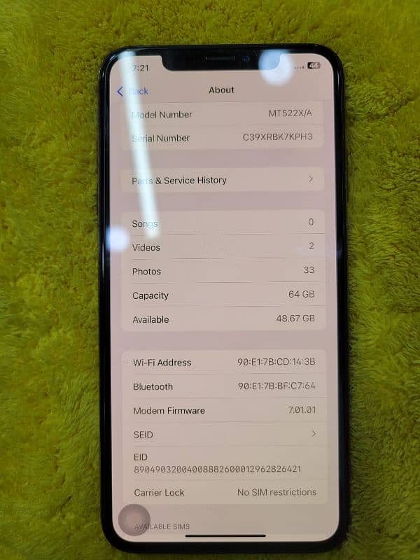 Iphone Xs Max 64 GB Factory Unlock 1