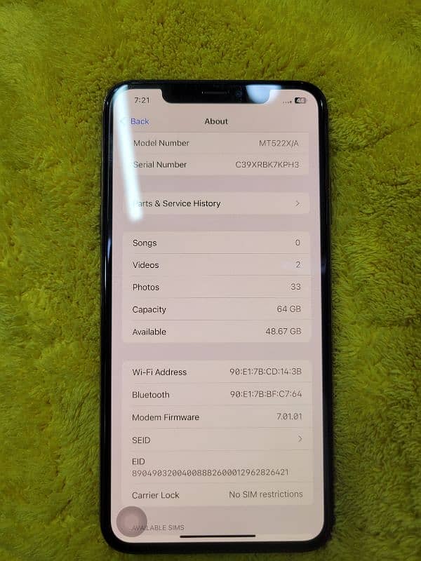 Iphone Xs Max 64 GB Factory Unlock 2