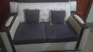 6 Seater Leather Brown and half white sofa