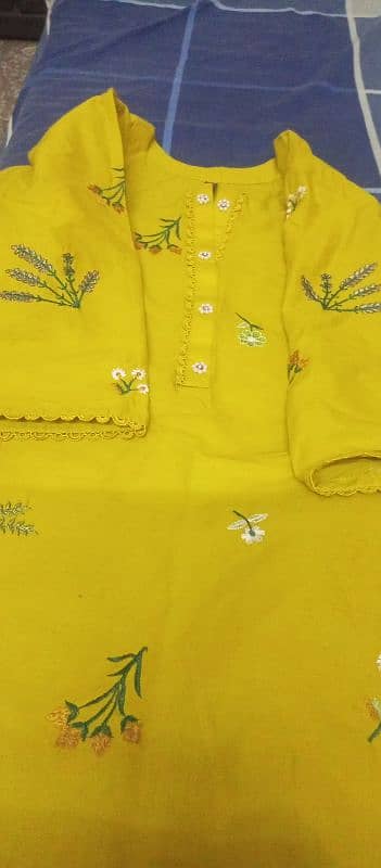 qameez shalwar green colour fully embroidery girl dress 30 size 1