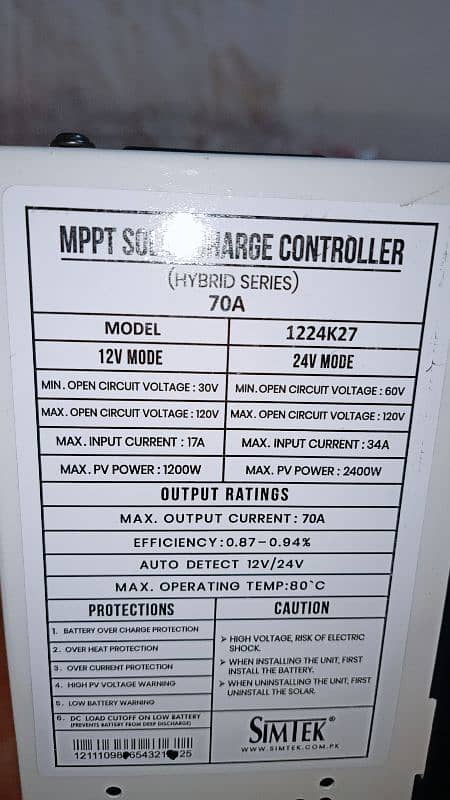 Mppt Charge controller 70Am 5