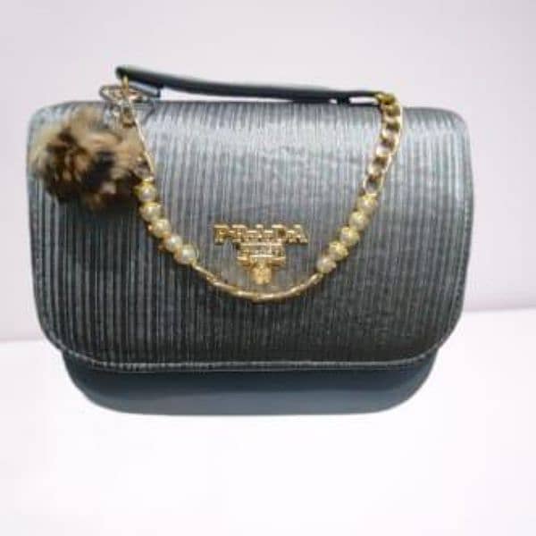 2 pcs pu leather handbags with long golden chain 6