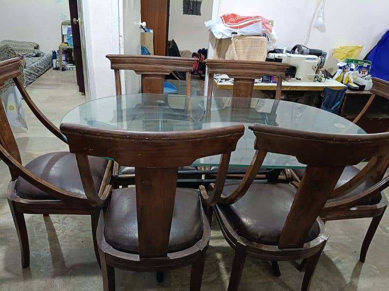 dining table with seesham lakri chairs 2