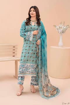 3 Pcs Women's Unstitched Linen Digital Print Suit