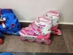 Roller Skates, Ice Skates and Helmet