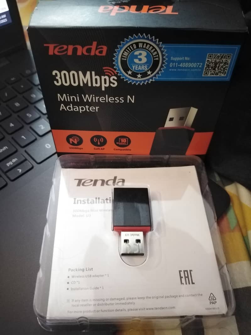 Tenda U3 Wifi Dongle Adapter 300Mbps Mini Wireless 11N USB 0