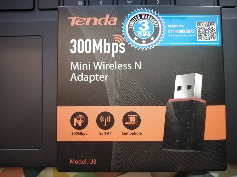 Tenda U3 Wifi Dongle Adapter 300Mbps Mini Wireless 11N USB 2