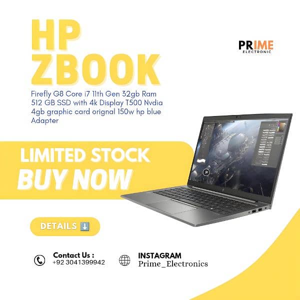 HP ZBook Firefly G8 – Core i7 11th Gen | 32GB RAM | 512GB SSD | 0