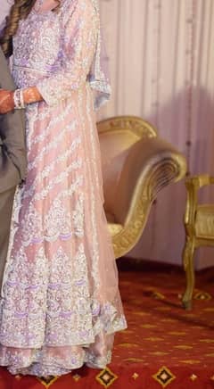 Walima Pink Maxi Dress, with lehenga & Tail Dupatta