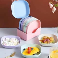 10 Pcs Colorful Plate Set Crockery with Stand Available