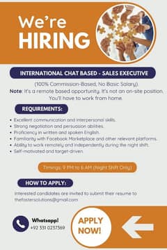 International Chat Based Sales Executives