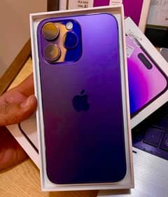 NEW BRAND NEW IPHONE 14 PRO MAX DEEP PURPLE FULL WARRANTY BATTERY 100%